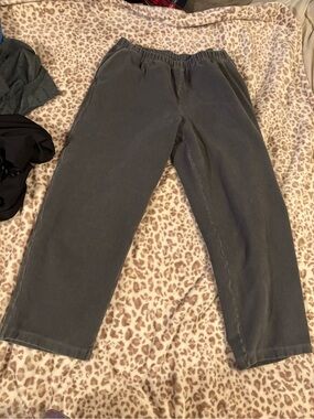 Lands' End Gray Corduroy Soft Comfy  Pants Size Petite Large